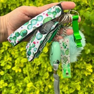 Green Cactus Safety Keychain
